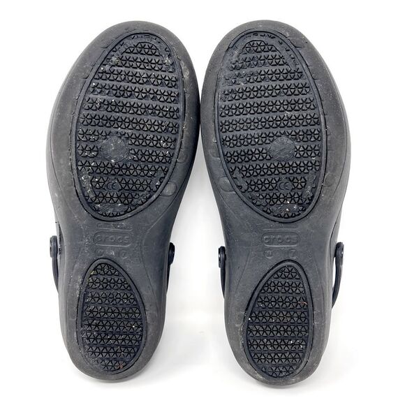 Crocs at Work Mercy Black Silver Floral Trim Back Strap Slip-Resistant Clogs 8 - Picture 3 of 9